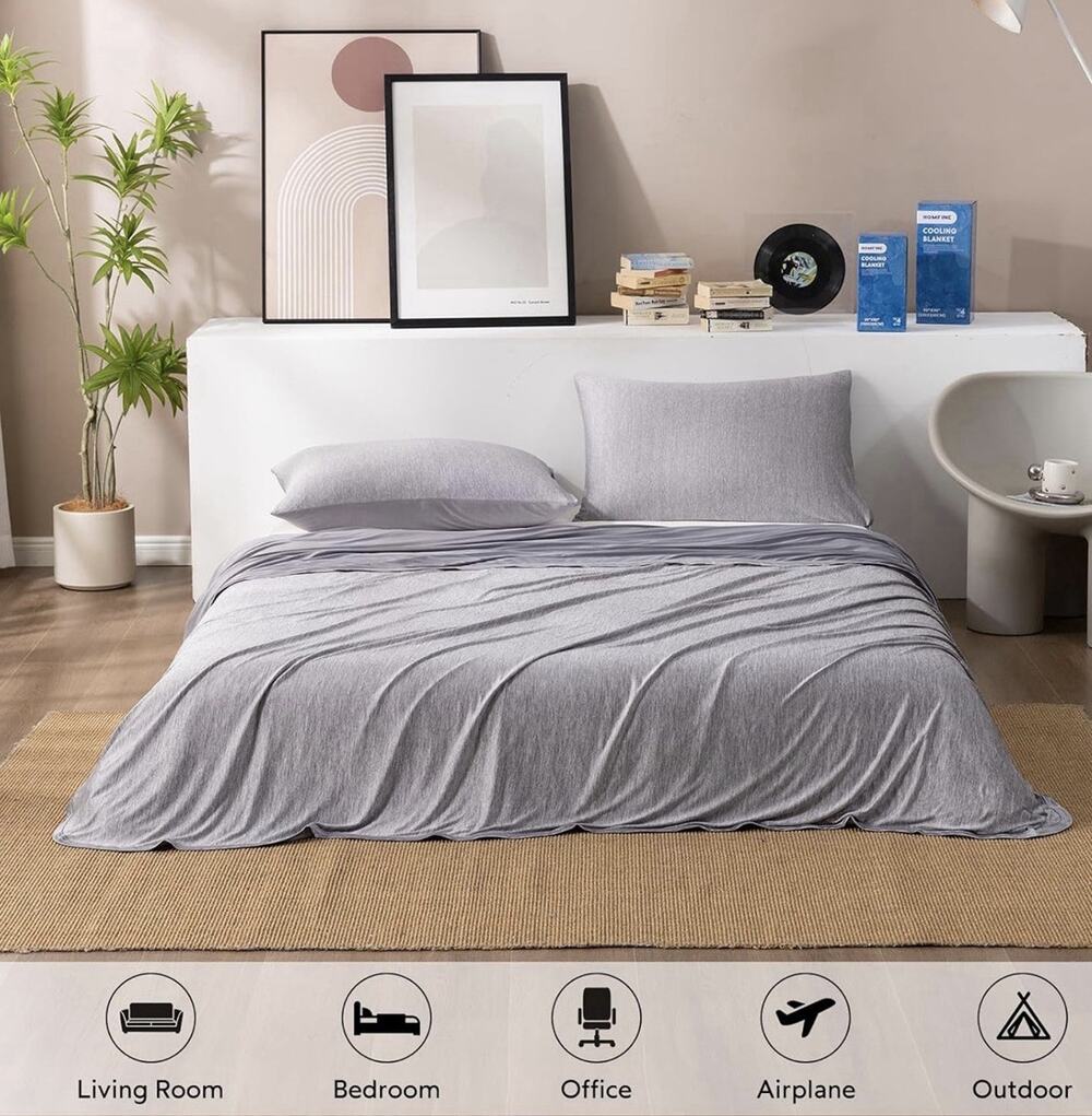 HOMFINE Cooling Blanket for Hot Sleepers Twin Size, Grey 60"x80"